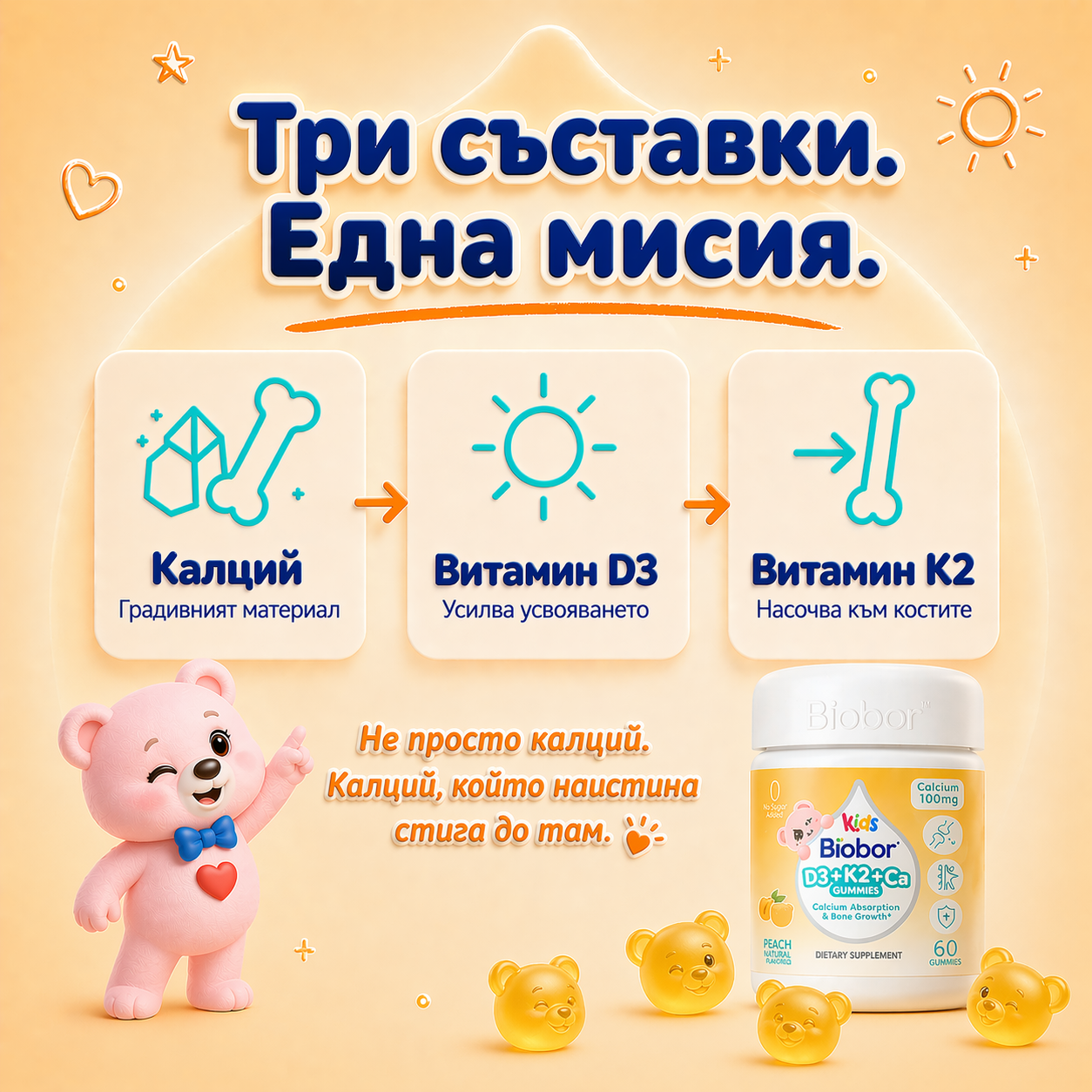 Biobor Kids D3+K2+Ca Gummy